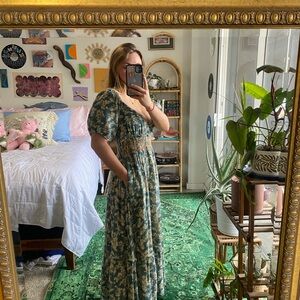 Floral Blue and White Maxi Dress Free People